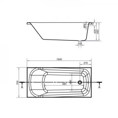 Ванна прямокутна Nao 150x70, Cersanit