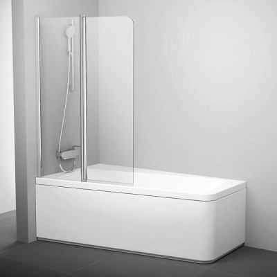 Шторка для ванни двохелементна 10CVS2-100 L Transparent, (7QLA0C03Z1) RAVAK