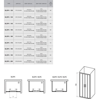 Душевые двери двухэлементные BLIX BLDP4-180 Transparent, (0YVY0C00Z1) RAVAK Душевые двери двухэлементные BLIX BLDP4-180 Transparent, (0YVY0C00Z1) RAVAK