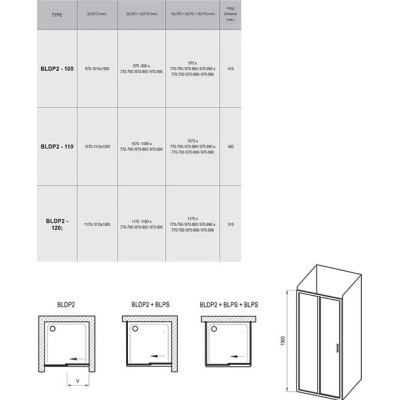 Душевые двери двухэлементные BLIX BLDP2-120 Transparent, (0PVG0100Z1) RAVAK Душевые двери двухэлементные BLIX BLDP2-120 Transparent, (0PVG0100Z1) RAVAK