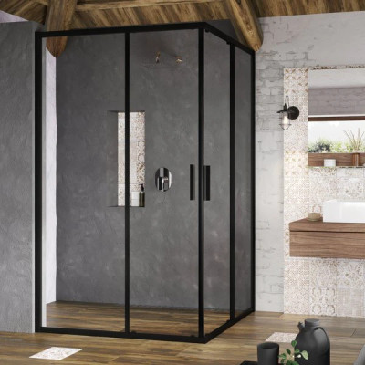 Душова кабіна (половина) BLSRV2K-100 Transparent Black RAVAK