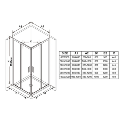 Душова кабіна (половина) BLSRV2K-80 Transparent Black RAVAK Душова кабіна (половина) BLSRV2K-80 Transparent Black RAVAK