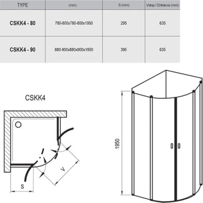 Душевая кабина полукруглая CHROME CSKK4-90 Transparent, (3Q170C00Z1) RAVAK Душевая кабина полукруглая CHROME CSKK4-90 Transparent, (3Q170C00Z1) RAVAK