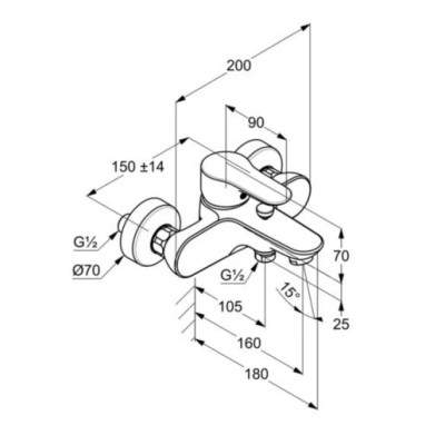 Смеситель для ванной DN 15 Objekta (326530575), Kludi Смеситель для ванной DN 15 Objekta (326530575), Kludi