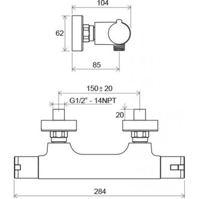 Змішувач для душу TERMO X070034 RAVAK Змішувач для душу TERMO X070034 RAVAK