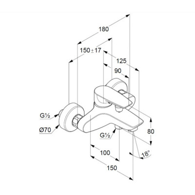 Змішувач для ванни DN 15 Pure&Solid (346810575), Kludi Змішувач для ванни DN 15 Pure&Solid (346810575), Kludi