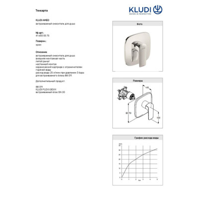 Змішувач для душу Ameo (416550575), Kludi Змішувач для душу Ameo (416550575), Kludi