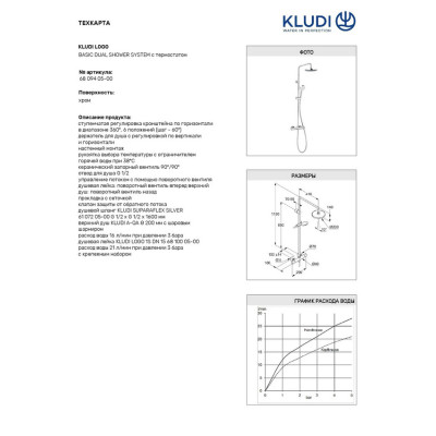 Душова система Dual Shower System Logo (6809405-00), Kludi Душова система Dual Shower System Logo (6809405-00), Kludi