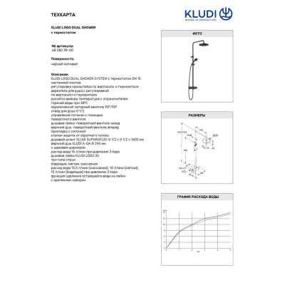Душова система Dual Shower System Logo 6808239-00 Kludi Душова система Dual Shower System Logo 6808239-00 Kludi