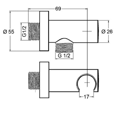 Підключення душового шланга DN 15 A-QA (6054739-00) чорний, Kludi Підключення душового шланга DN 15 A-QA (6054739-00) чорний, Kludi
