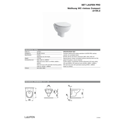 Унітаз підвісний з кришкою soft-close Laufen PRO Rimless LAUFEN Унітаз підвісний з кришкою soft-close Laufen PRO Rimless LAUFEN