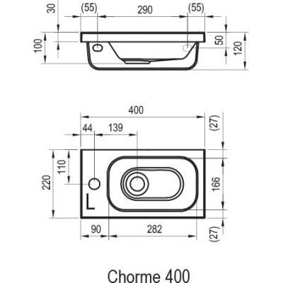 Умивальник CHROME Mini L, RAVAK Умивальник CHROME Mini L, RAVAK