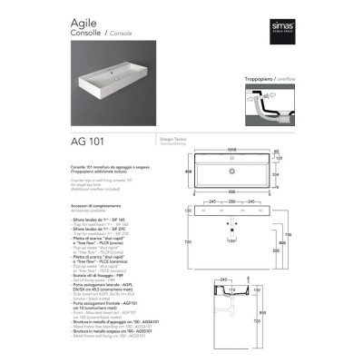 Умивальник AG 101 Agile (AG101) Glossy white SIMAS Умивальник AG 101 Agile (AG101) Glossy white SIMAS