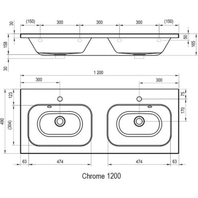Умивальник CHROME 1200, (XJG01112000) RAVAK Умивальник CHROME 1200, (XJG01112000) RAVAK