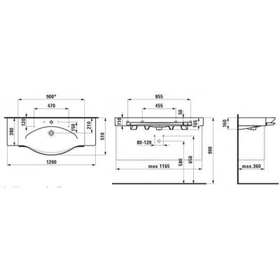 Умывальник Palace 1200 мм H8127040001041 LAUFEN Умывальник Palace 1200 мм H8127040001041 LAUFEN