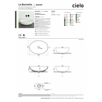 Умывальник Bacinelle ECO Small 58 (BAECO58) Glossy White CIELO Умывальник Bacinelle ECO Small 58 (BAECO58) Glossy White CIELO