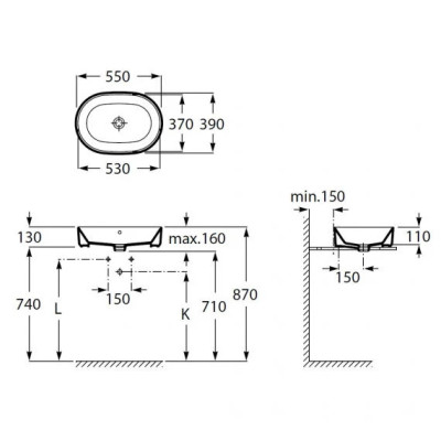 Умивальник Gap 550х390 (A3270Y1000), Roca