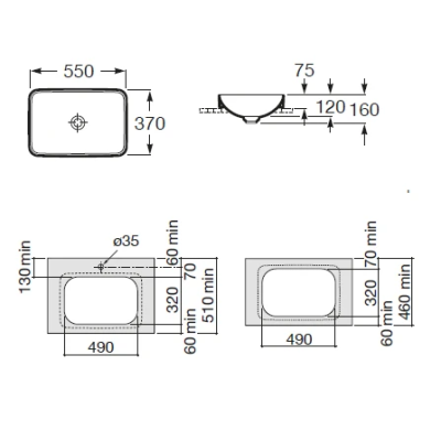 Умивальник Inspira Square 370х550 A327534000 Roca Умивальник Inspira Square 370х550 A327534000 Roca