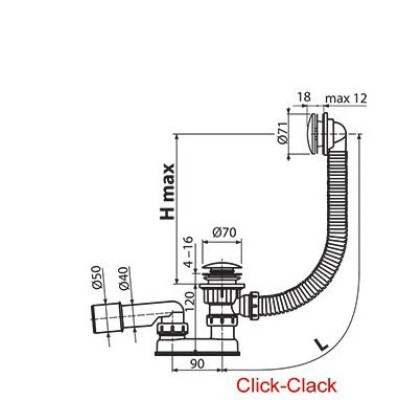 Сифон для ванны click-clack 570 Black X01746 RAVAK Сифон для ванны click-clack 570 Black X01746 RAVAK