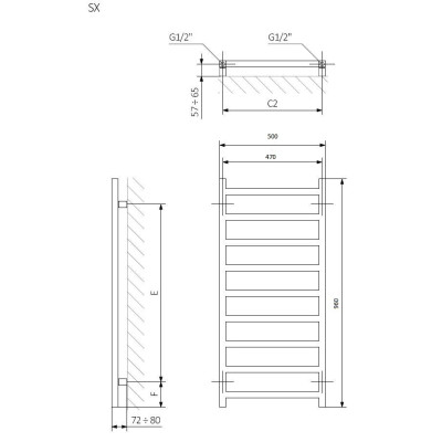 Рушникосушка 960x500 Simple WGSIM096050KRGRSX Terma