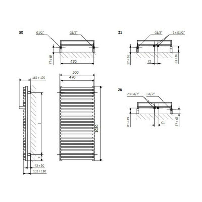 Рушникосушка City 1050x500 WGCIT105050KBCOSX Terma