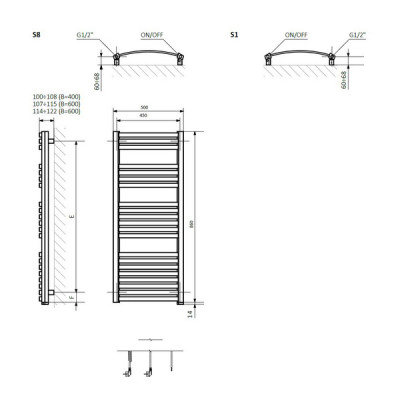 Рушникосушка Dexter One 860x500 WWDEN086050KCROE8P Terma Рушникосушка Dexter One 860x500 WWDEN086050KCROE8P Terma