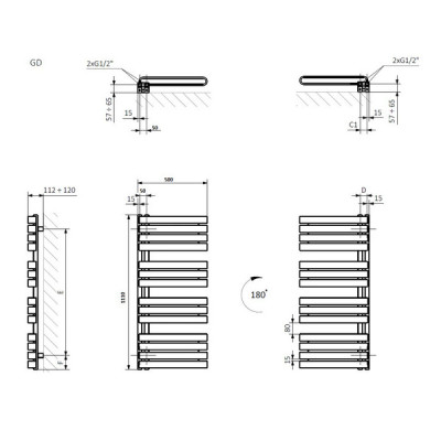 Полотенцесушитель 1110х500 Warp S WGWAS111050K742GD Terma Полотенцесушитель 1110х500 Warp S WGWAS111050K742GD Terma
