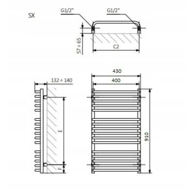 Рушникосушка 910х430 C01 WGC01091043K916SX Terma Рушникосушка 910х430 C01 WGC01091043K916SX Terma
