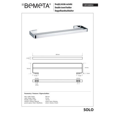 Тримач для рушників Solo (139104052), Bemeta Тримач для рушників Solo (139104052), Bemeta
