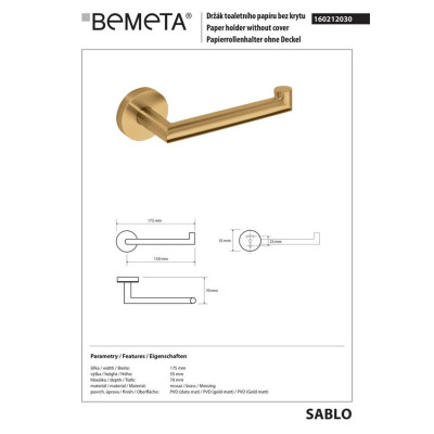 Держатель для туалетной бумаги Sablo 160212030 Bemeta