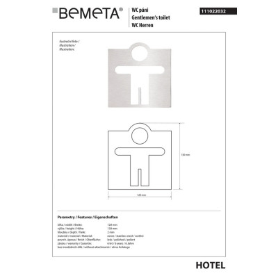 Табличка ”Чоловічий туалет” Hotel (111022032), Bemeta Табличка ”Чоловічий туалет” Hotel (111022032), Bemeta