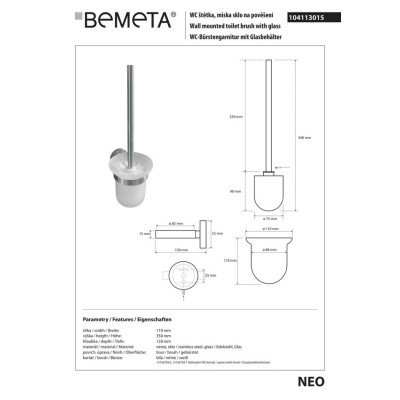 Туалетная щетка с держателем Neo (104113015), Bemeta Туалетная щетка с держателем Neo (104113015), Bemeta