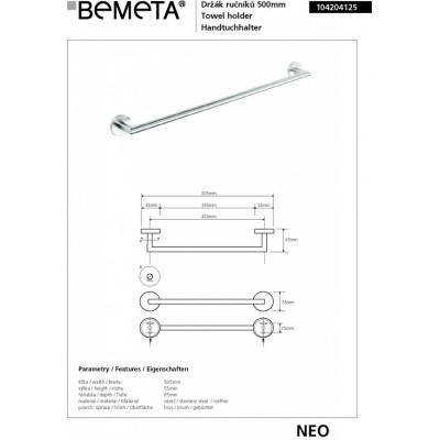 Полотенцедержатель Neo (104204125), Bemeta Полотенцедержатель Neo (104204125), Bemeta