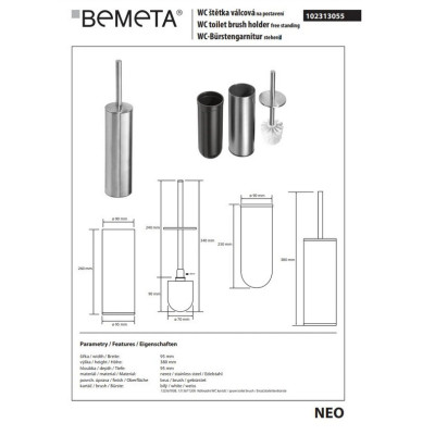 Туалетна щітка з тримачем Neo 102313055 Bemeta