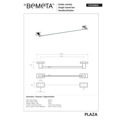Полотенцедержатель Plaza (118104042), Bemeta Полотенцедержатель Plaza (118104042), Bemeta