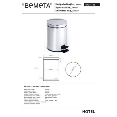 Відро для сміття 104315102 Hotel 40л Bemeta Чехія