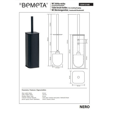 Туалетная щетка с держателем Nero 135913160 Bemeta Туалетная щетка с держателем Nero 135913160 Bemeta