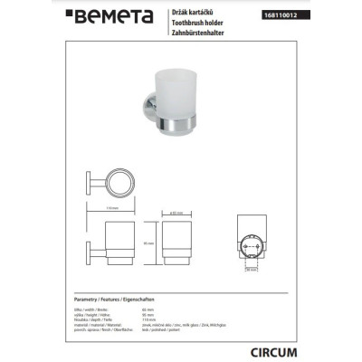 Стакан с держателем Circum 168110012 Bemeta Стакан с держателем Circum 168110012 Bemeta