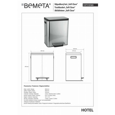 Мусорное ведро 5 л Hotel (137115165), Bemeta Мусорное ведро 5 л Hotel (137115165), Bemeta