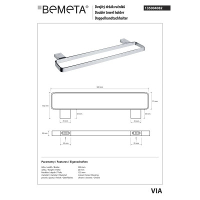 Полотенцедержатель Via (135004082), Bemeta Полотенцедержатель Via (135004082), Bemeta