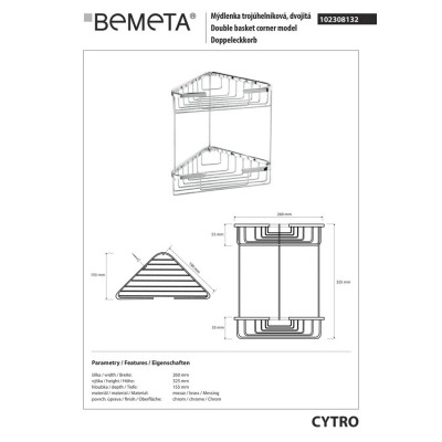 102308132 Cytro Мильниця кутова Bemeta Чехія