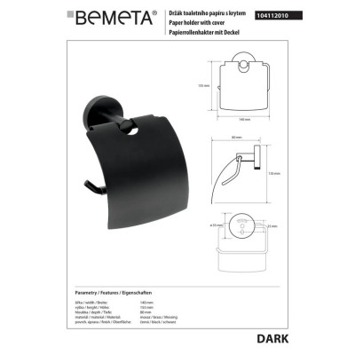 104112010 Dark Тримач туалетного паперу , Bemeta