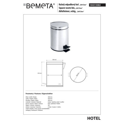 104315082 Hotel:відро для сміття 20L Bemeta Чехія 104315082 Hotel:відро для сміття 20L Bemeta Чехія