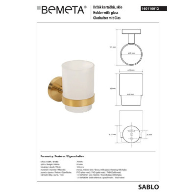 Стакан с держателем Sablo 160110012 Bemeta Стакан с держателем Sablo 160110012 Bemeta
