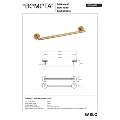 Полотенцедержатель Sablo 160204020 Bemeta Полотенцедержатель Sablo 160204020 Bemeta