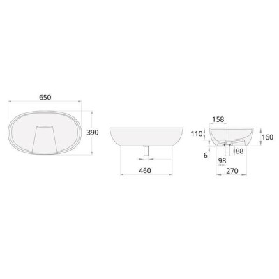 Раковина PAA Bella Silkstone IBELS/00 на стільницю, білий мат Раковина PAA Bella Silkstone IBELS/00 на стільницю, білий мат