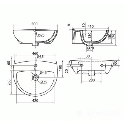 Раковина Kolo Freja L71150 50 см