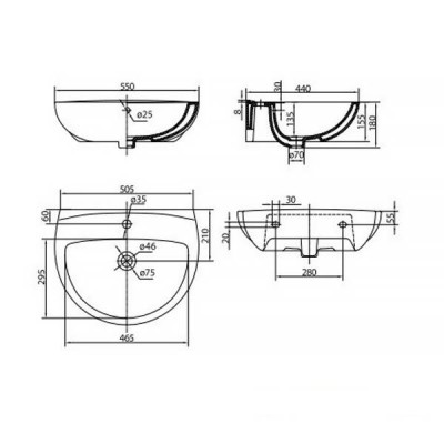 Раковина Kolo Freja L71155 55 см Раковина Kolo Freja L71155 55 см
