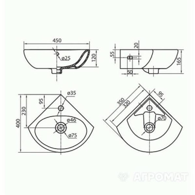 Раковина Kolo Runa L82735 35 см кутова Раковина Kolo Runa L82735 35 см кутова