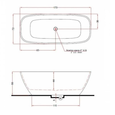 Ванна зі штучного каменю TREESSE BRIO V297BL 170x72 см